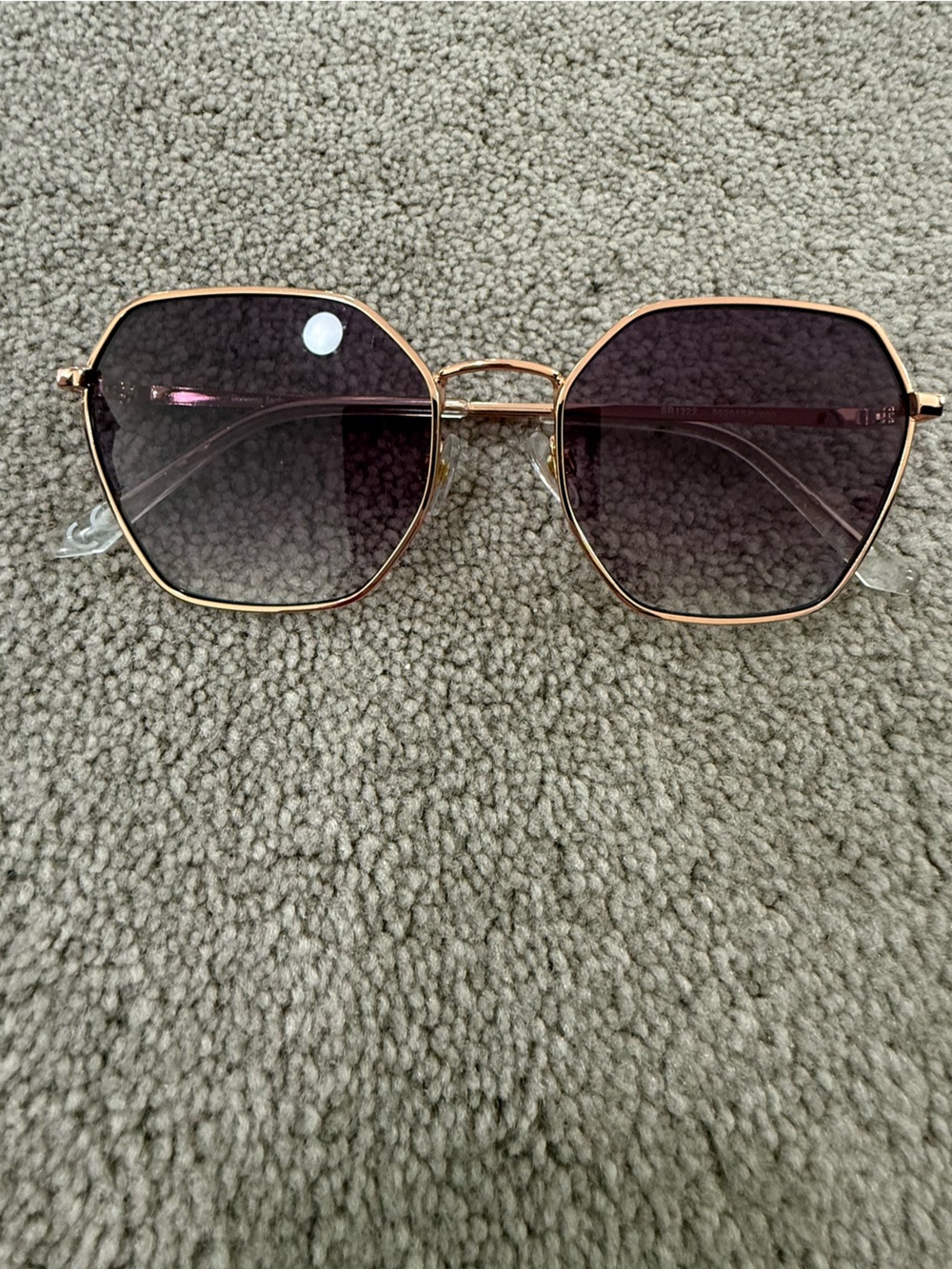 Gold Frame Sunglasses with Dark Purple Lenses - Women's Accessories